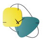 Wallity Reloj de Pared Decorativo de Metal Verde y Amarillo